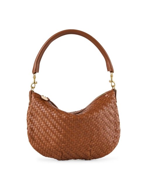 Stylish Hand - Woven Italian Leather Petit Moyen Hazelnut Shoulder Bag