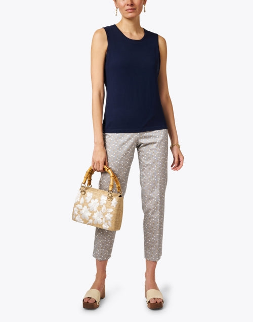 Stylish Navy Semi - Relaxed Knit Sleeveless Crew Neck Top