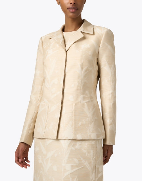 Stylish Beige Jacquard Men's/Women's Blazer for Fashionable Outfits