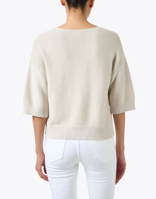 Stylish Beige 100% Cotton V-Neck Knit Sweater for Transitional Seasons