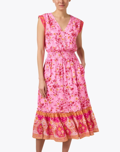 Allison Women's Pink Floral Print Summer Dress for Relaxed Outings