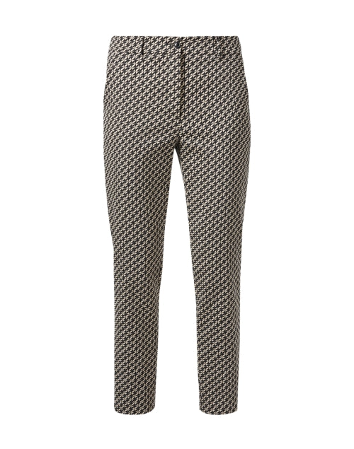 Stretchable Black and Brown Jacquard Cropped Trousers - Ideal Pant for Various Occasions
