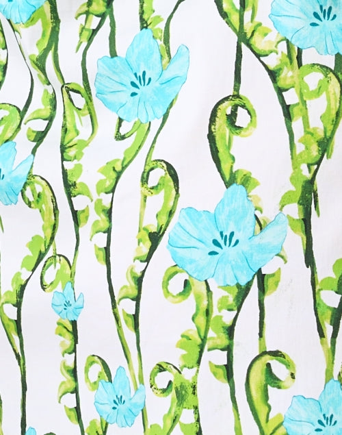 Stylish Blue and Green Floral Cotton Shirt Dress for New Season