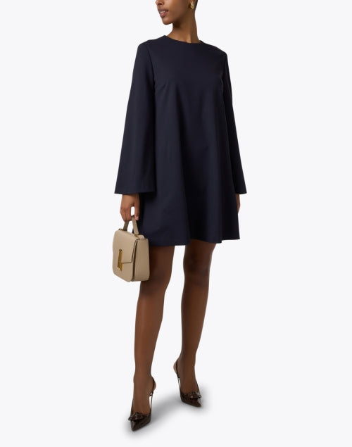 Navy Long Bell Sleeve Women's Mini Dress