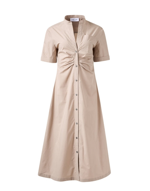 Elegant Beige Cotton Shirt-style Dress by Callas Milano