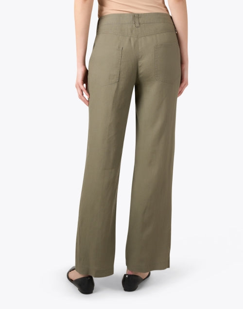 Stylish Nora Natural Green Linen Straight-Leg Women's Trousers