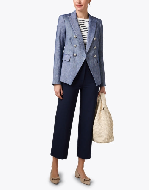 Stretchy Blue Linen Miller Dickey Jacket by Veronica Beard