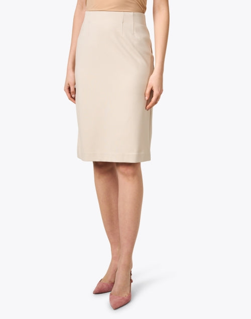 Beige Logan Stretch Knit Pull - On Pencil Skirt