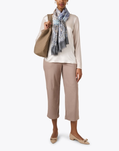 Stylish Taupe Faux Suede Wide-Leg Pull-On Pants