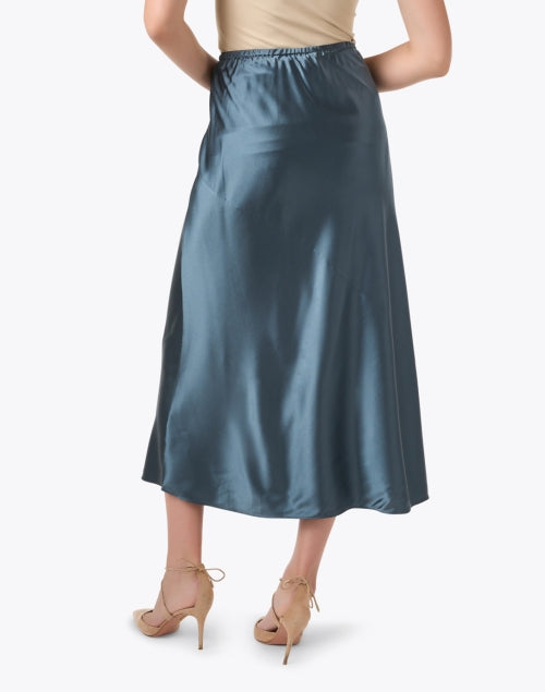 Elegant Teal Silk Midi A-Line Skirt by Eileen Fisher