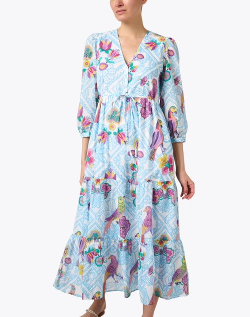 Banjanan's Blue Castor Floral Print Women's Maxi Dress
