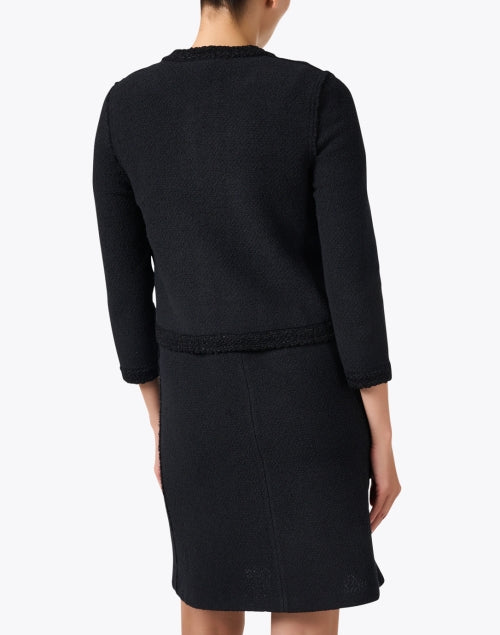 Stylish Black Boucle Knitted Women's Jacket for a Refined Look