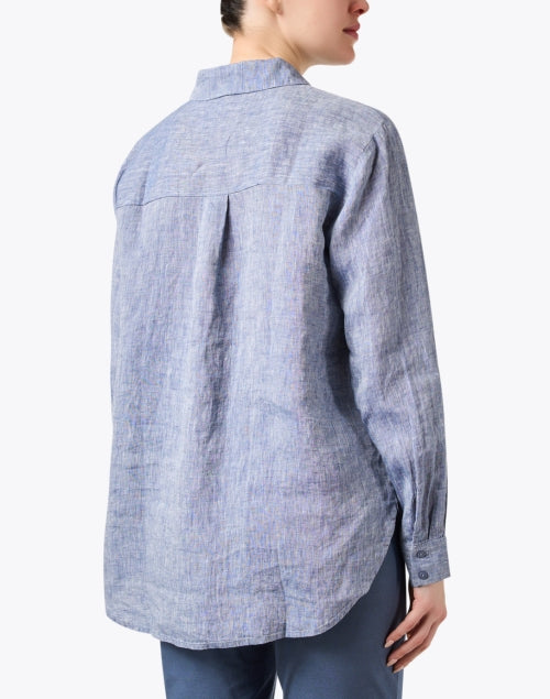 Soft Blue Chambray Linen Women's Top for New Season