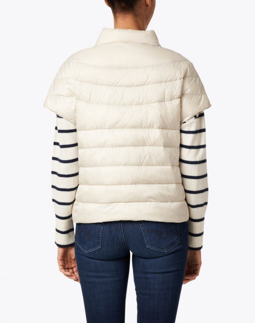 Palm Beach Style Beige Quilted Nylon Puffer Jacket for Casual Wear
