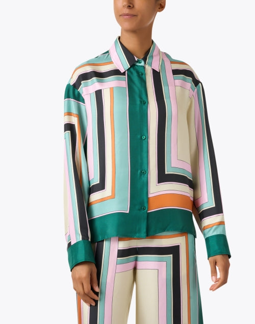 Formia 100% Silk Top with Colorful Multi - Geometric Print