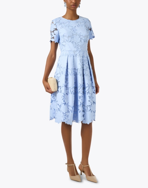 Stylish Blue Floral Lace Women's Dress for Elegant Occasions