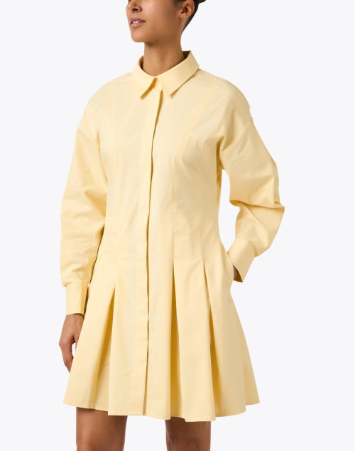 Finley Mini Yellow Shirt Dress with Pleated Skirt