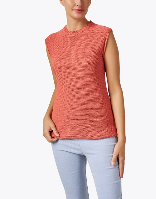 Fabiana Filippi's Elegant Coral 100% Cotton Sleeveless Sweater