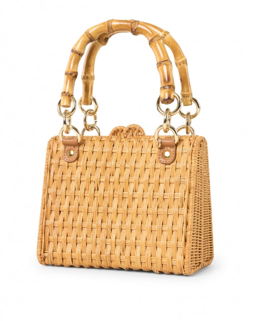 Stylish Paola Wicker Handbag with Bamboo Handle and Detachable Strap