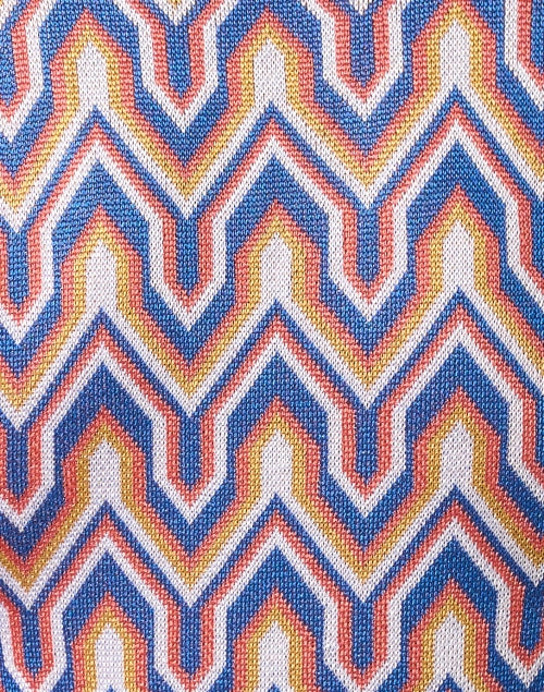 Vibrant Blue Geometric Intarsia Multi - colored V - Neck Sweater