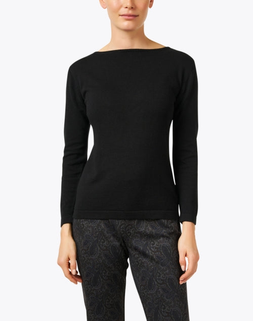 Stylish Black Pima Cotton Women's Boatneck Sweater for Everyday Wear
