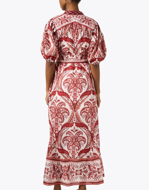 Stylish Red and White Floral Patterned Cotton Women's Dress for Warm Weather