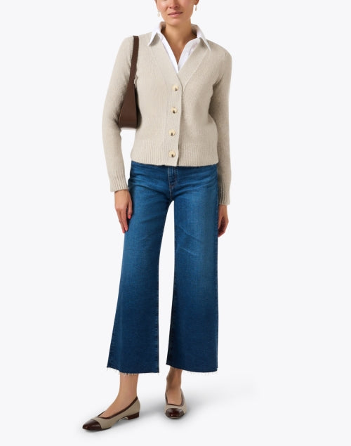 Elegant Taupe Cashmere Women's Cardigan for Layering