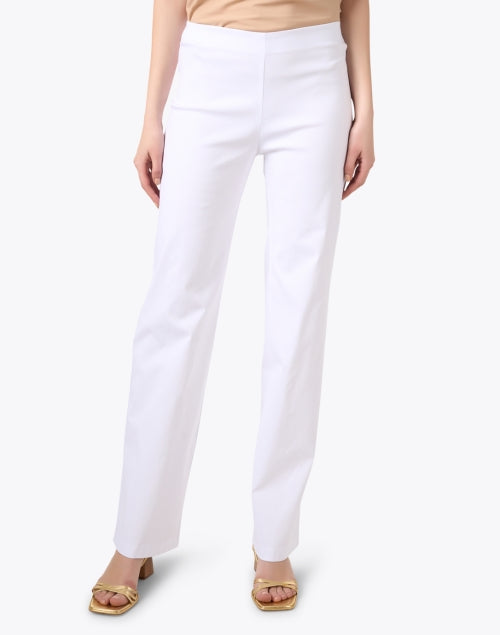Comfortable Elastic-Waist Shawna White Pull-On Wide-Leg Trousers