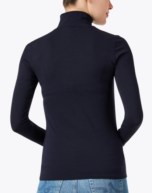 Stylish Navy Slim - Stretch Knit Mock Neck Top for Layering
