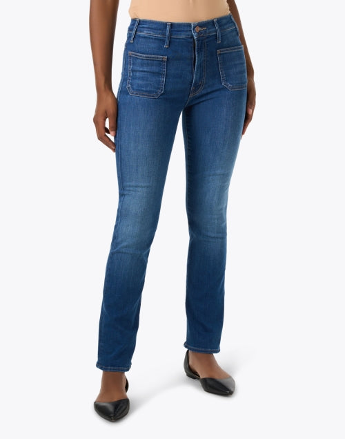 The Stylish Insider Blue Bootcut Jean with Patch Pockets