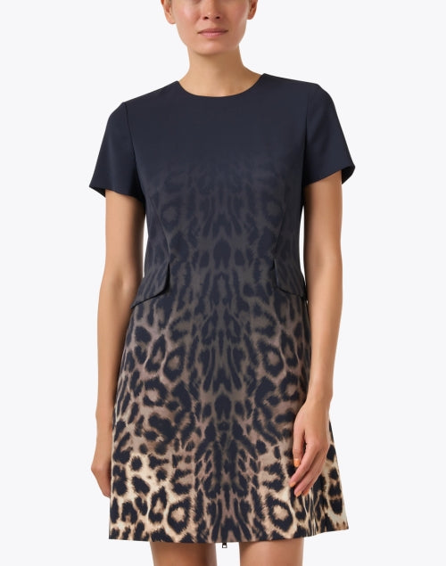 Stylish Ombre Overlaid Leopard Print Shift Dress for Fashionable Women