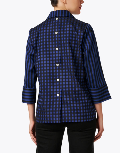 Stylish Aileen Blue and Black Striped Cotton Women's Top