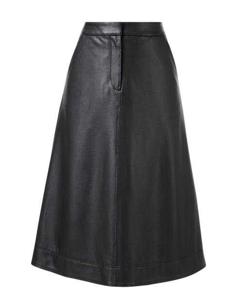 Veronica Beard Women's Faux Leather A-Line Louise Black Midi Skirt