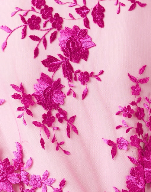 Rita Magenta Sheer Floral Silk Evening Top for Women