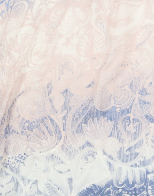 Navy Ombre-Printed Lightweight Silk Cashmere Scarf for New Season