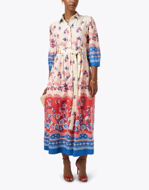 Banjanan's Feminine Marlene Cotton Shirt Dress with Artistic Prints