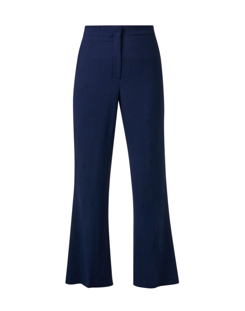 Blue Lightweight Stretch Crepe Fabric Wide Leg Women's Trousers