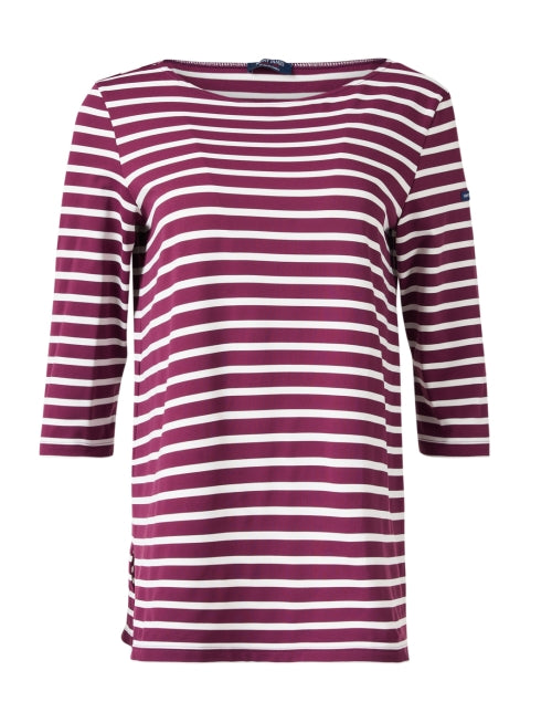 Soft and Stretchy White and Burgundy Striped Skin-Protecting Shirt