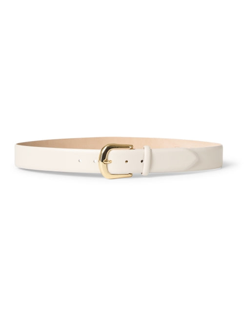 Elegant Ivory Kennedy Leather Belt with Gold Buckle