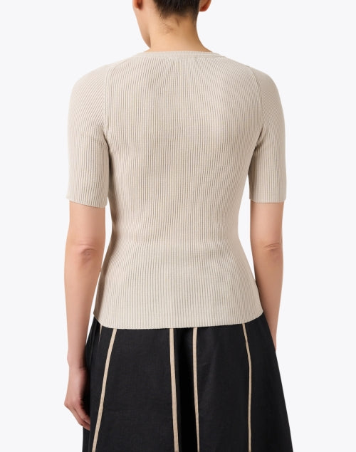 Stylish Beige 100% Cotton Rib Knit Everyday Top