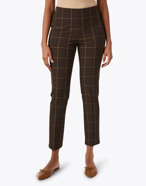 Annie Brown Windowpane Pattern Pull - On Straight - Leg Women's Trousers