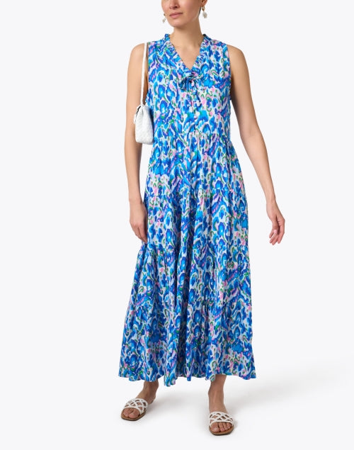 Kaia Lightweight Blue Printed Summer Dress for Women