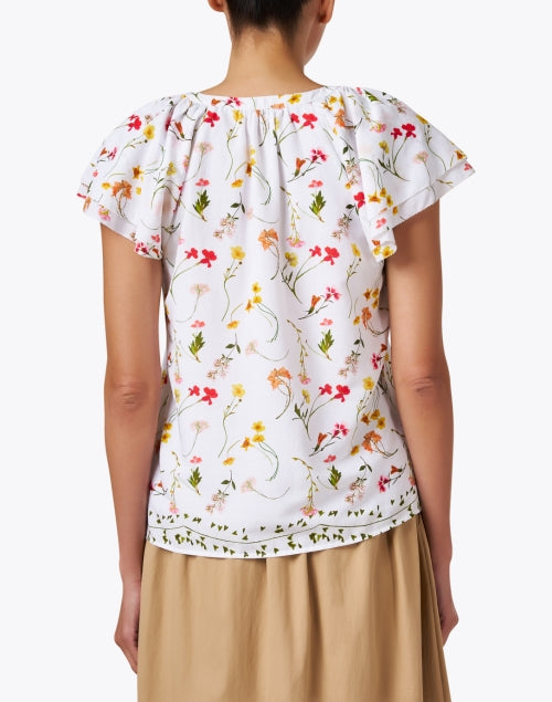 Elegant Loren Women's Ecru White Floral Cotton Blend Blouse for New Season