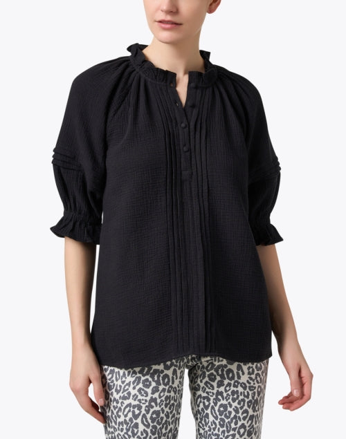 Stylish Billie Black Cotton Women's Top with Feminine Details