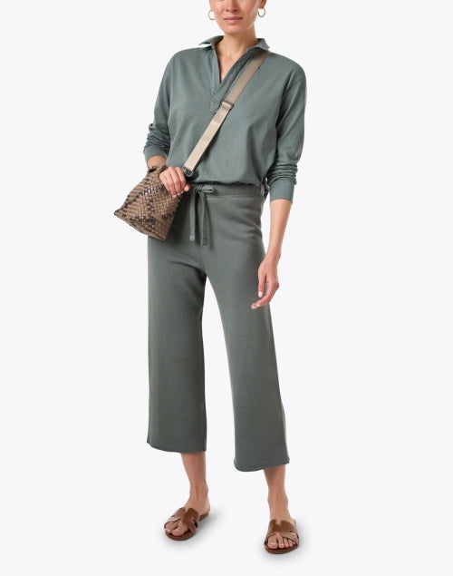 Stylish Catherine Green Wide-Leg Pull-On Sweatpants