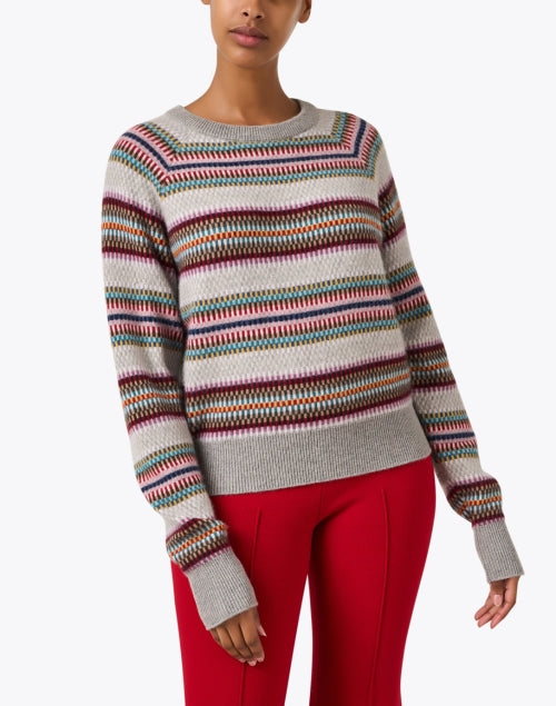 Grey Multi - Striped Luxury Cashmere Sweater for Timeless Wardrobe