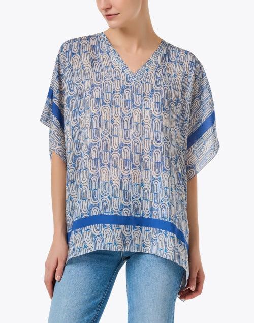 Stylish Blue Print Poncho for Effortless Fashion
