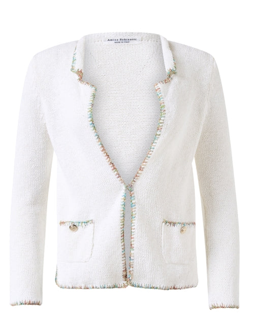 Sabrina Soft Cotton Blend Multi - Color Contrast Stitching Women's Cardigan