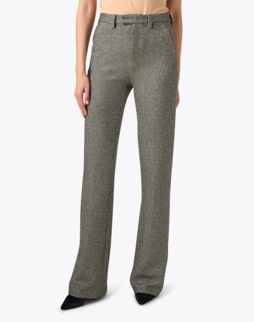 Joana Grey Metallic Lurex Boucle Straight - Leg Slim - Fit Women's Pants