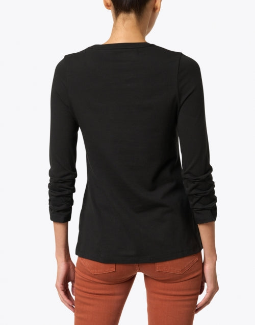 Versatile Black Pima Cotton Women's Ruched Set - In Sleeve T - Shirt